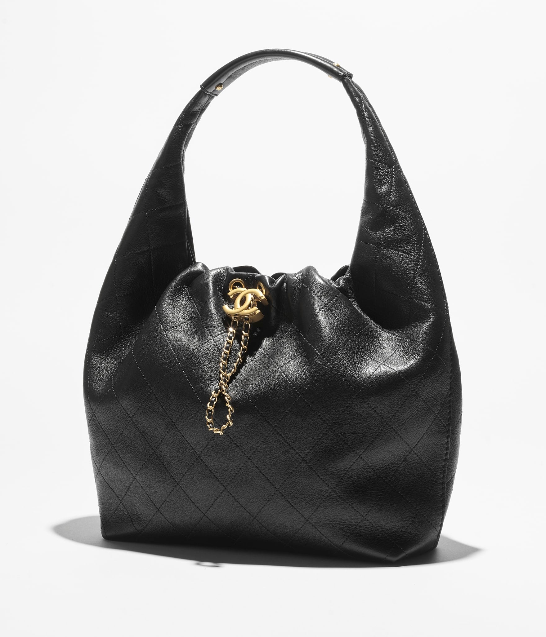 Chanel Large Saddle Bag Cowhide Leather and Gold Plated Metal Black