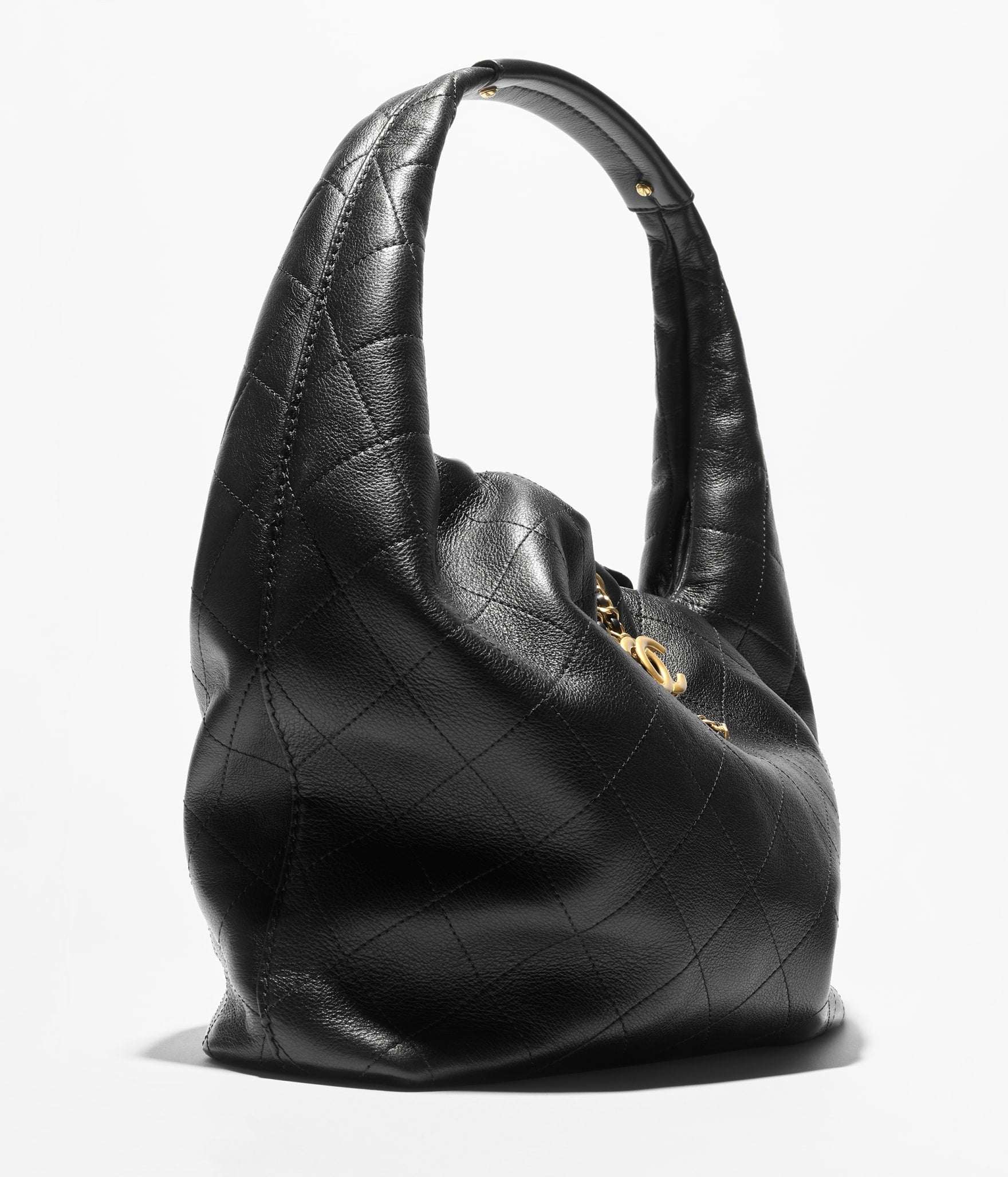 Chanel Large Saddle Bag Cowhide Leather and Gold Plated Metal Black