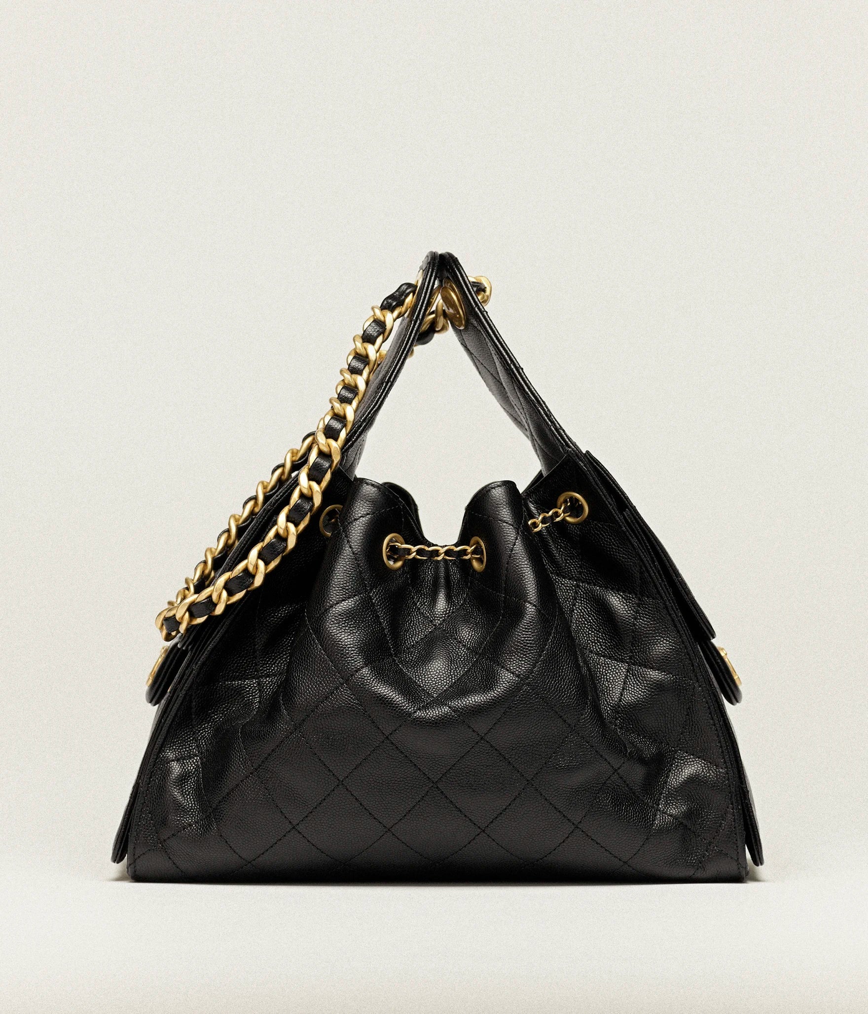 Chanel 25 Small Bag Grained Cowhide Leather and Gold Details Black