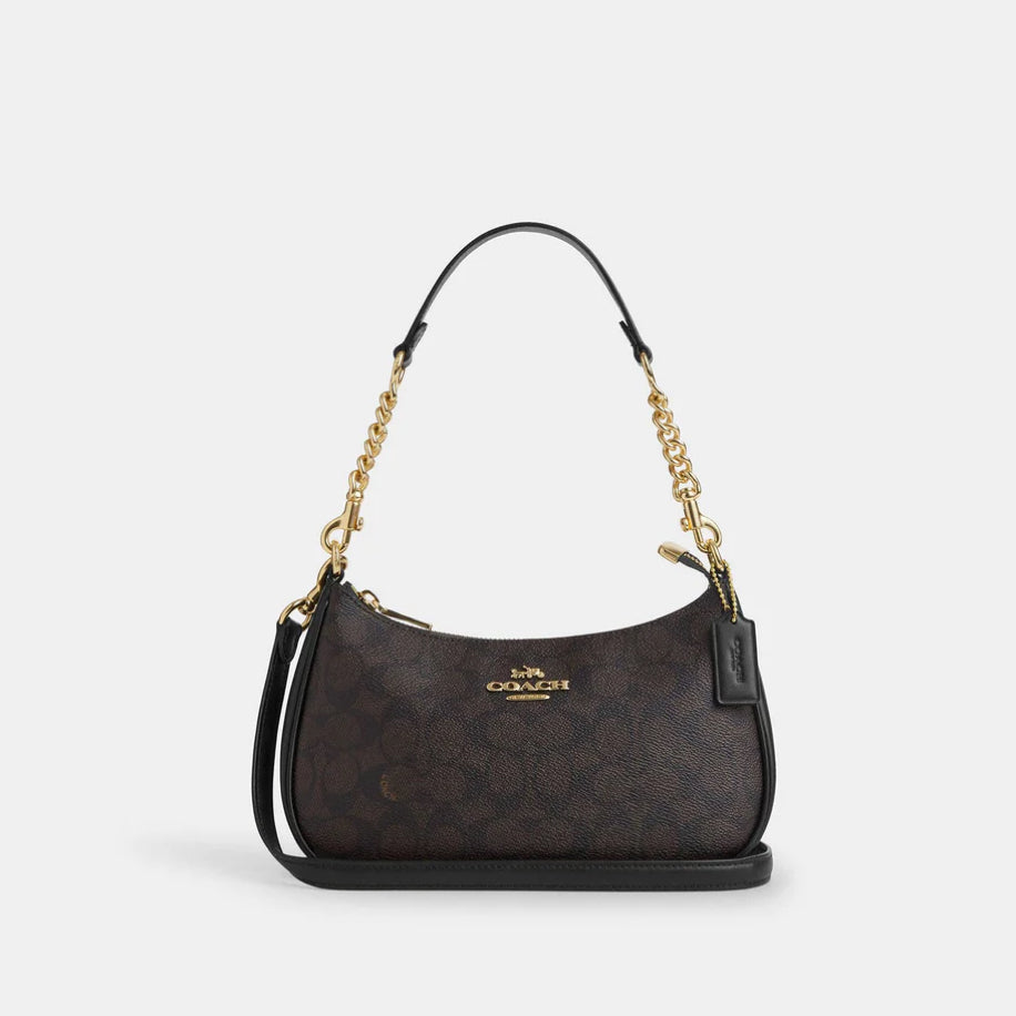 Coach Teri Shoulder Bag Walnut Black