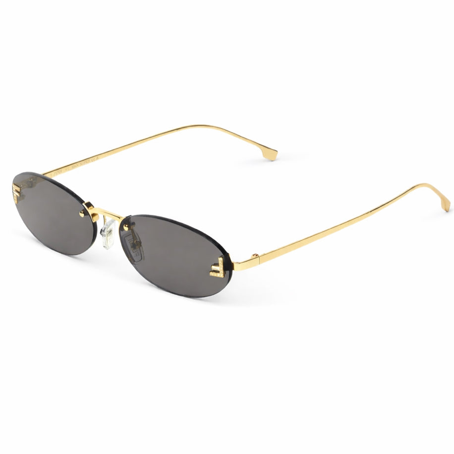 Fendi Rimless Oval Gold Black Güneş Gözlüğü