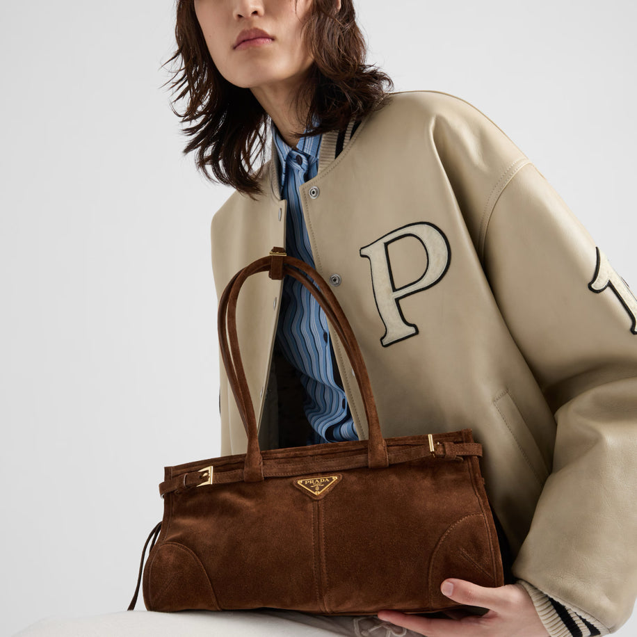 Prada Bonnie Süet Bag Brown