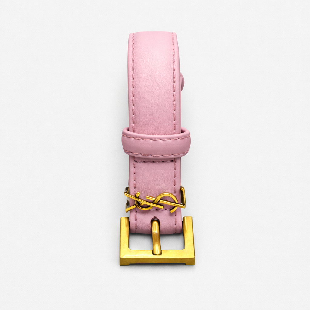 Saint Laurent Cassandre Thin Belt in Smooth Leather – Pudra