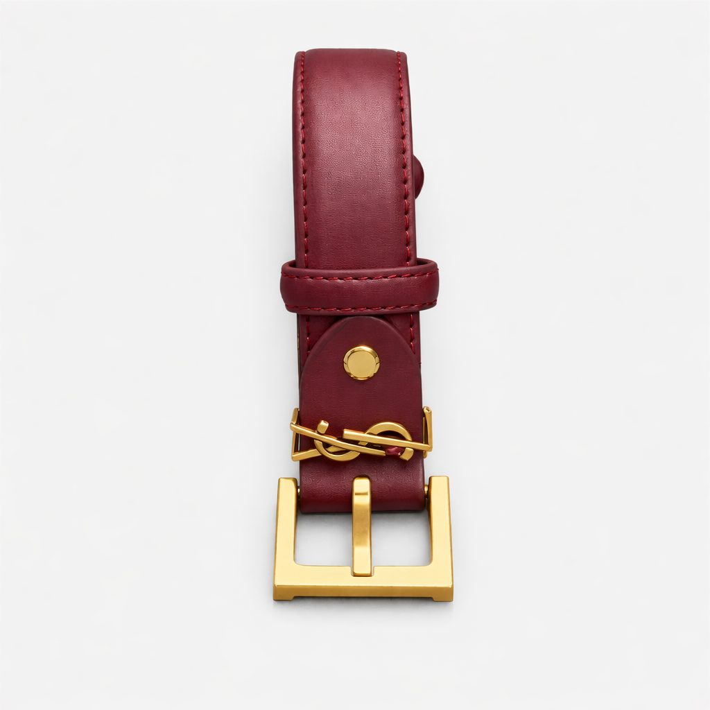 Saint Laurent Cassandre Thin Belt in Smooth Leather – Bordo