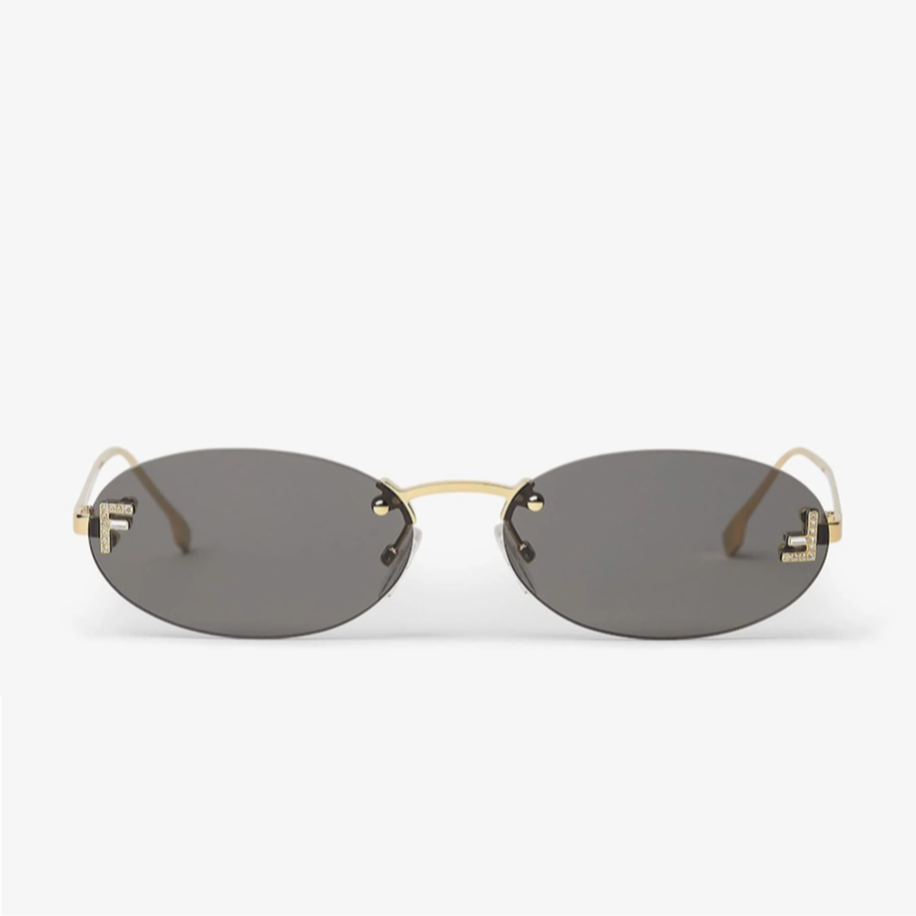 Fendi Rimless Oval Gold Black Güneş Gözlüğü