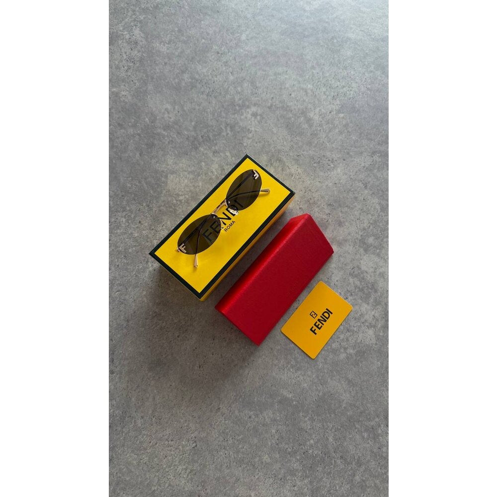 Fendi Rimless Oval Gold Black Güneş Gözlüğü