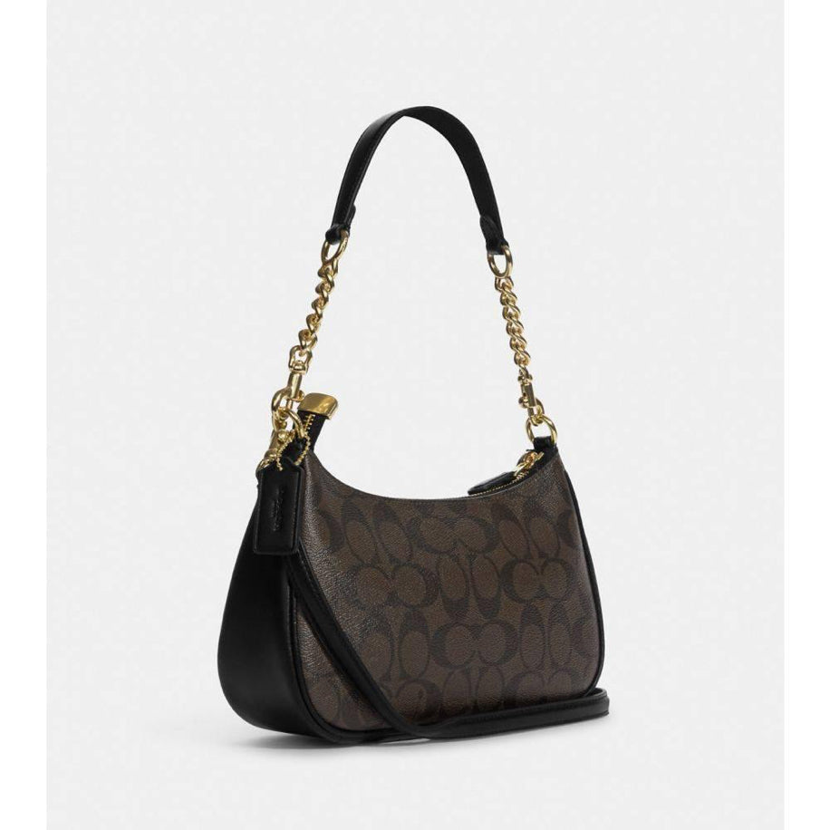 Coach Teri Shoulder Bag Walnut Black