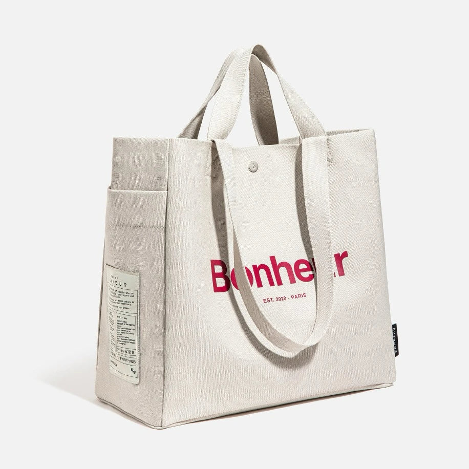 BONHEUR N°4 Kanvas Çanta - Soft Gray